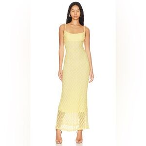 Bardot Adoni Yellow Lace Mesh Maxi Dress